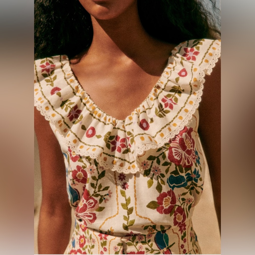 Sezane Gold Blouse - Sézane X Farm Rio Jardim Romântico - Size 8
